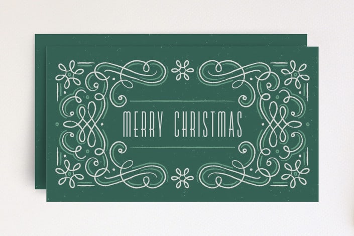"Snowflake Flourish Frame" - Stationery in Teal by Amber Barkley - Front