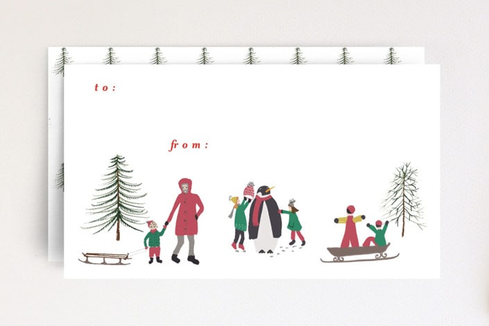 "Build a Snow Person" - Stationery in Berry Red by Jan Shepherd - Front