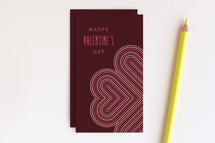 "Multicolored Hearts Gift Tag" - Stationery in Merlot by Amber Barkley - Front