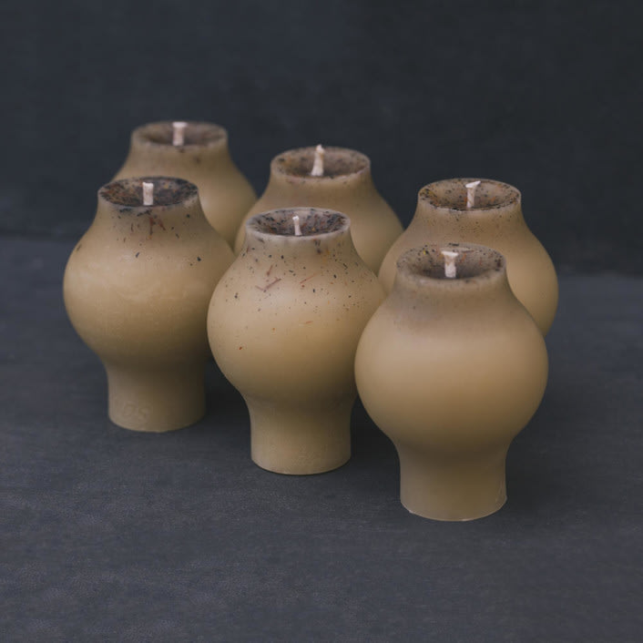 "Taupe Orb Set" - Candles and Holders in beige by Danielle Gaito