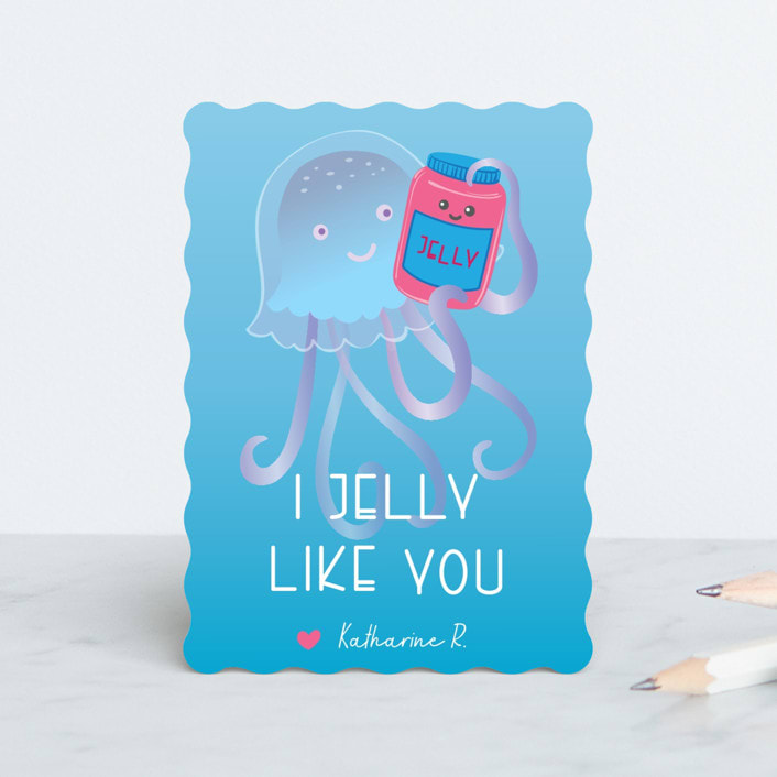 "jelly like you" - Personal Stationery in ocean by Deborah Chou - Front