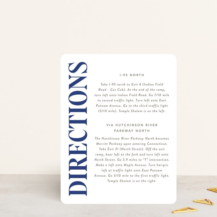 "Modern Star" - Mitzvah Direction Cards in Cotton by Robert and Stella - Front