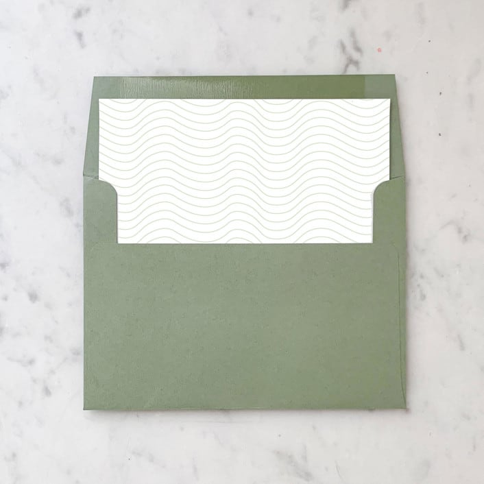 "A7 Envelope Liners Green Waves Square Flap (set of 10)" - Envelope Liners in green by Design by Laney
