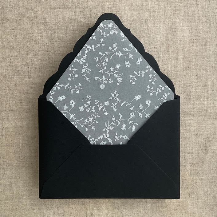"Dainty floral vines white ink printed vellum envelope liner for A7 euro flap envelope  | pack of 10" - Envelope Liners in white by Ivory Invitations