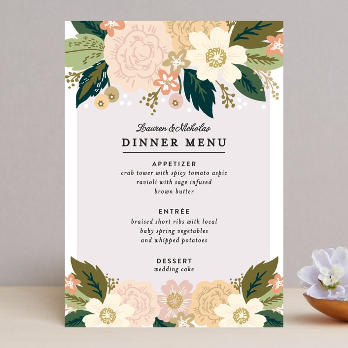 "Classic Floral" - Menus in Spring Blush by Alethea and Ruth - Front