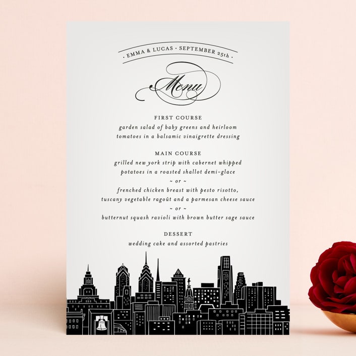 "Big City - Philadelphia" - Menus in Light Taupe by Hooray Creative - Front