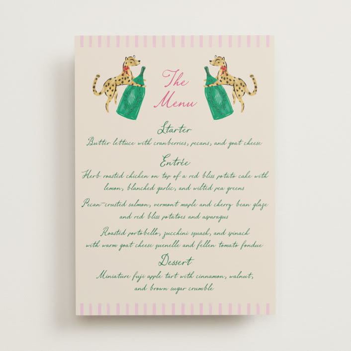 "Whimsical Hand Illustrated Crest" - Menus in Peony by Jackie Crawford - Front