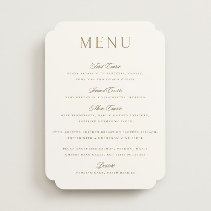 "Classic decorum" - Menus in Golden by Stacey Meacham - Front