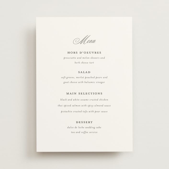 "From This Moment On" - Menus in Classique by Design Lotus - Front