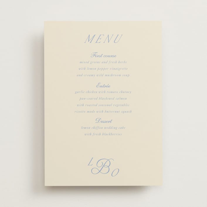 "Luxe" - Menus in Ocean by Baumbirdy - Front