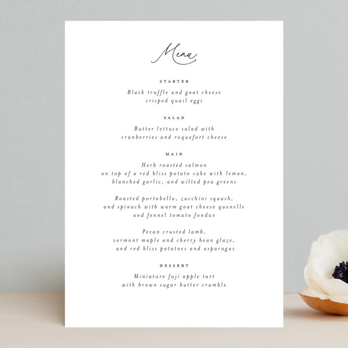 "Dashing" - Menus in Pearl by Benita Crandall - Front