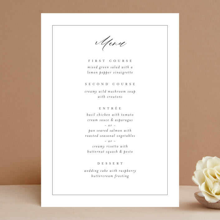 "Minimalist Photo" - Menus in Ivory by Nicole Walsh - Front