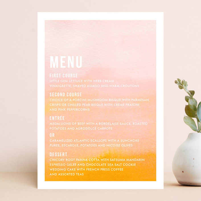 "Ombre" - Menus in Orange by Dean Street - Front