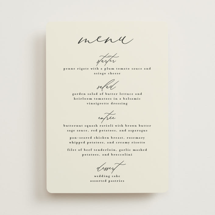 "Love and Faith" - Menus in Vanilla by Louise Kay - Front