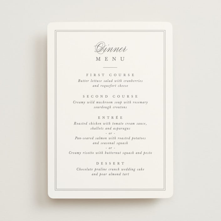 "Crawford" - Menus in Ivory by Amy Kross - Front