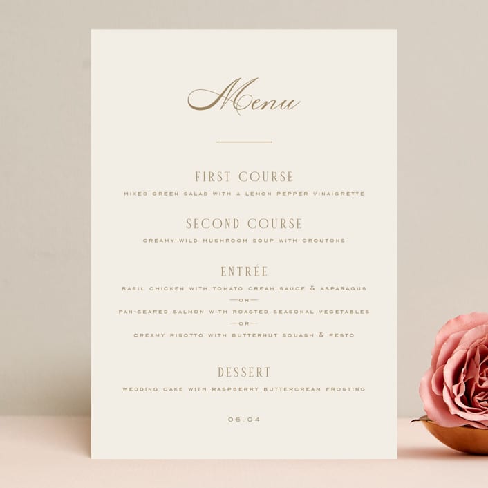"Swept Away" - Menus in Petal by Leah Bisch - Front