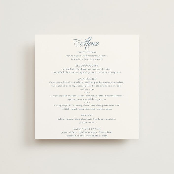 "Empire" - Menus in Dusty Blue by Jennifer Postorino - Front