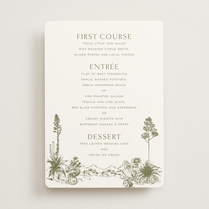 "Rancho" - Menus in Verde by Megan Davis - Front