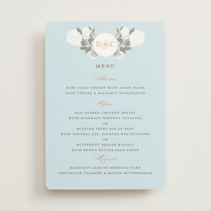"Hydrangea Garden" - Menus in Sky by Susan Zinader - Front