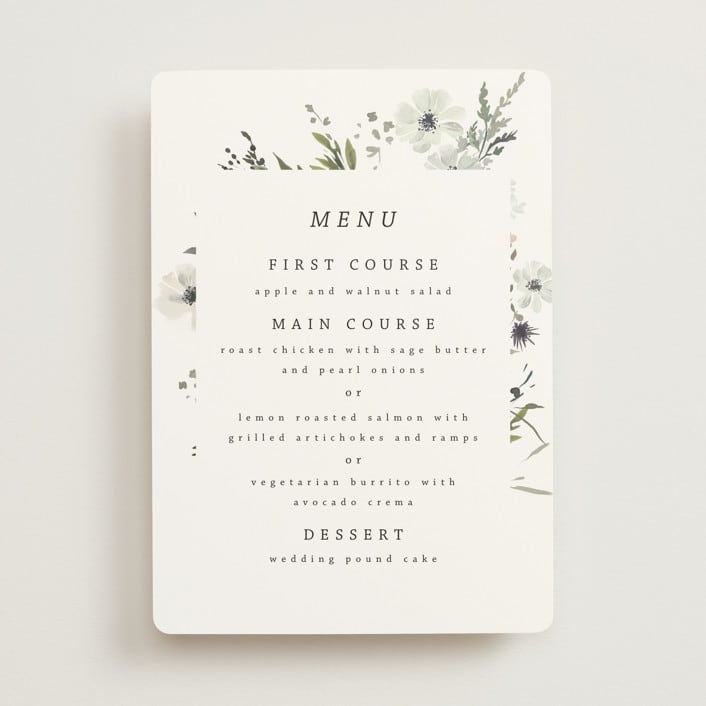"Wildflower Garden" - Menus in Lace by Hannah Williams - Front