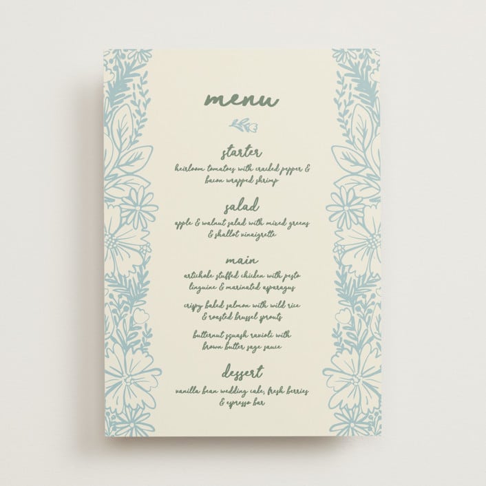 "Bloom" - Menus in Waterfall by Kelly Watkins - Front