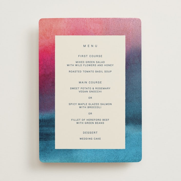 "At Dusk" - Menus in Sunset by Sumak Studio - Front