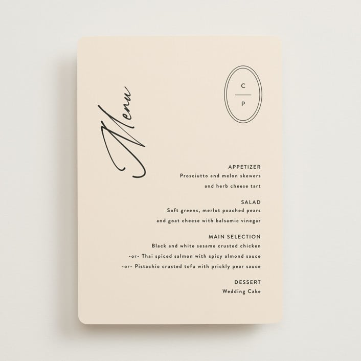 "Script and Monogram" - Menus in Sand by Carolyn MacLaren - Front