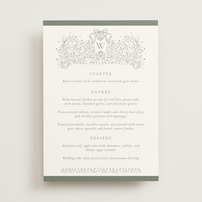 "Ornate sketched frame" - Menus in Forest by Jackie Crawford - Front