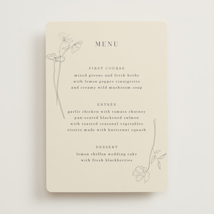 "Floral Stamp" - Menus in Ivory by Baumbirdy - Front