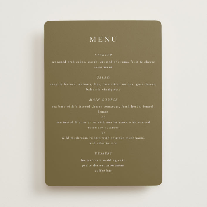 "Savanna" - Menus in Fern by Lindsay Megahed - Front