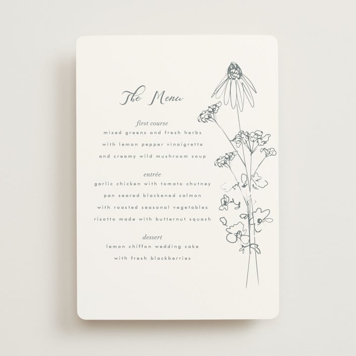 "Sketched Florals" - Menus in Storm by Baumbirdy - Front