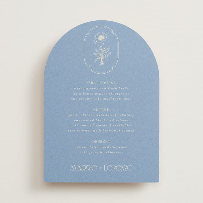 "Flora Arch" - Menus in Cerulean by Baumbirdy - Front