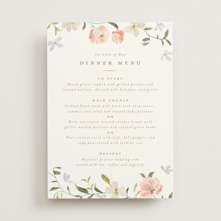 "Garden View" - Menus in Peach by Everett Paper Goods - Front