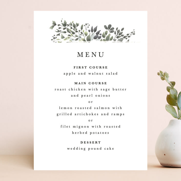 "Forever in Love" - Menus in Ivy by Hannah Williams - Front