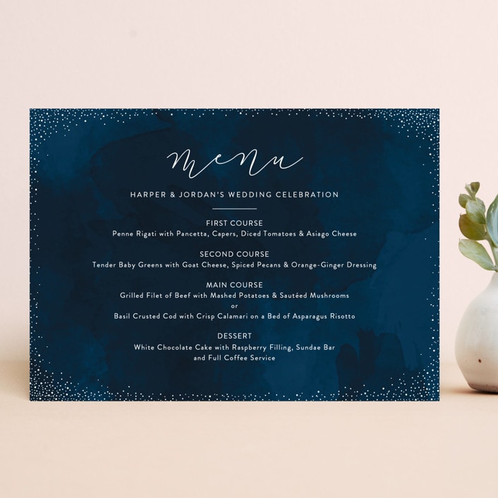 "tiny dots" - Menus in Sapphire by Erin Deegan - Front