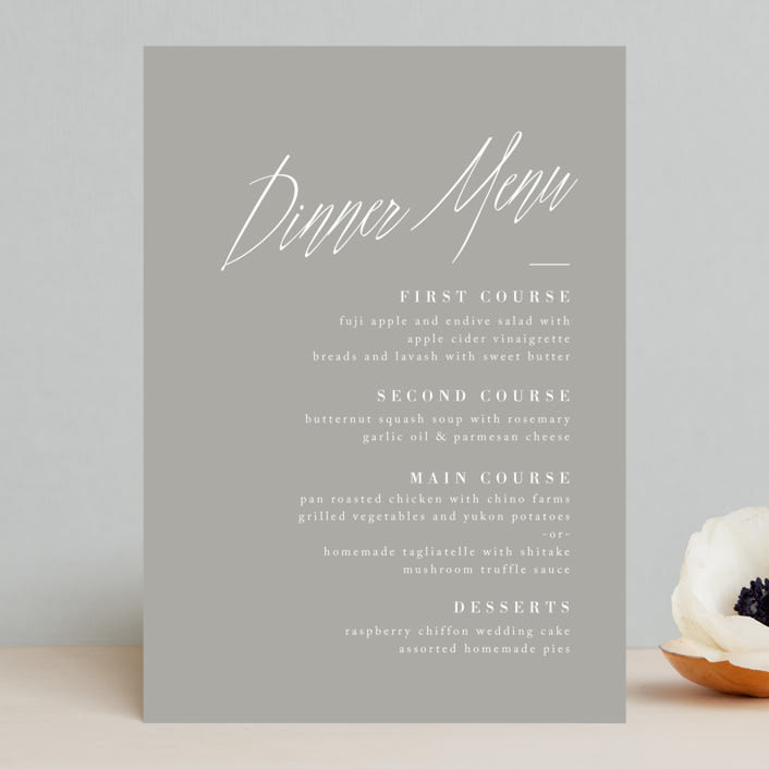 "Stacked date" - Menus in Cotton by Amy Kross - Front