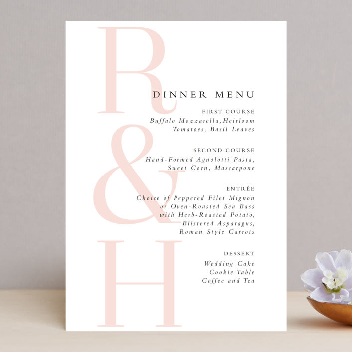 "over and over" - Menus in Soft Peach by Lea Delaveris - Front