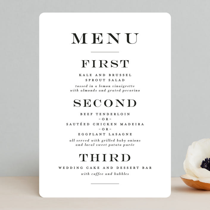"Downtown" - Menus in Onyx by Lauren Chism - Front