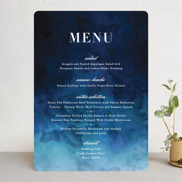 "Indigo Sea" - Menus in Ocean by Kelly Schmidt - Front