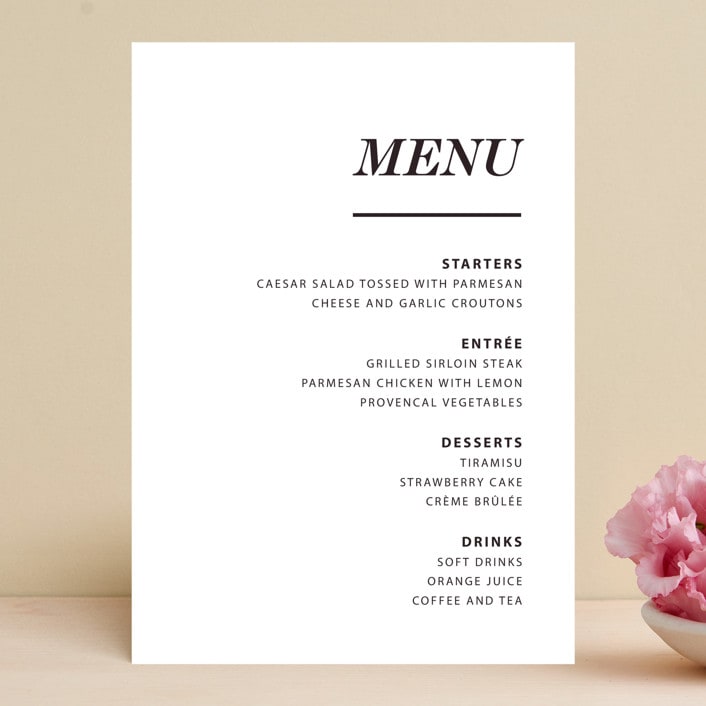 "Slanted" - Menus in Noir by Drango Design - Front