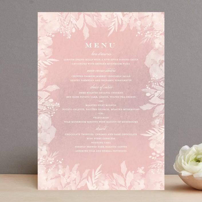 "Summer Bliss" - Menus in Blush by Grace Kreinbrink - Front