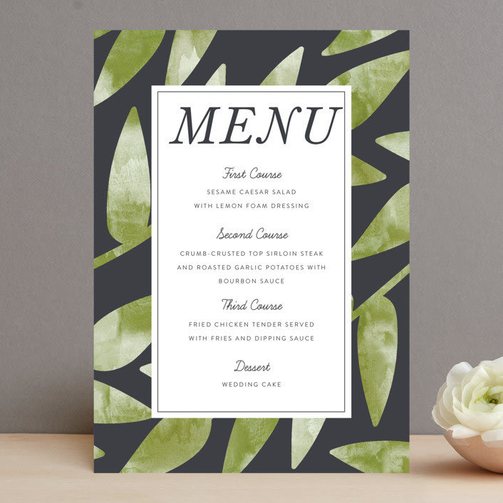"Watercolor Leaf" - Menus in Porcelain by Hanna M - Front