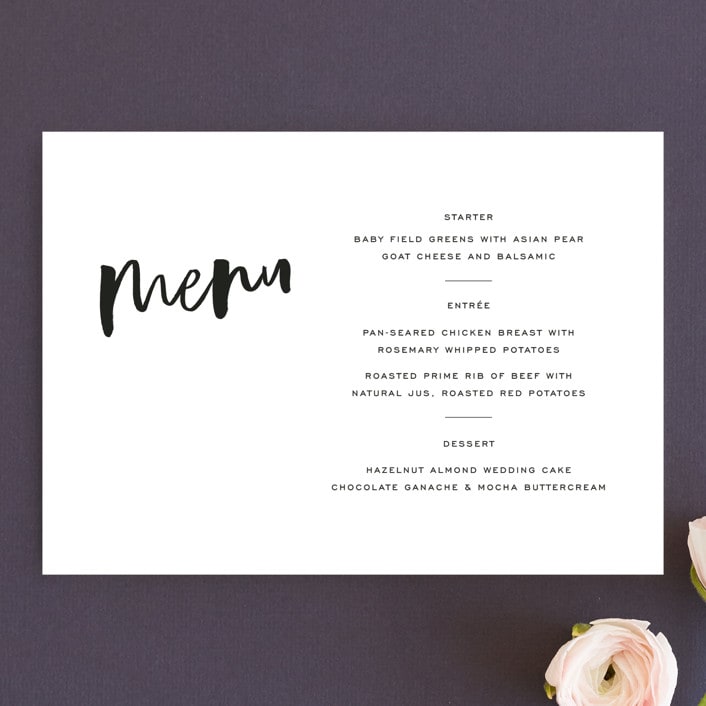 "Love Actually" - Menus in Onyx by Design Lotus - Front