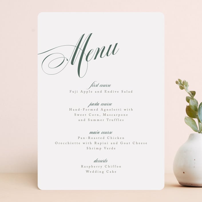 "Roman Shade" - Menus in Evergreen by Carrie ONeal - Front