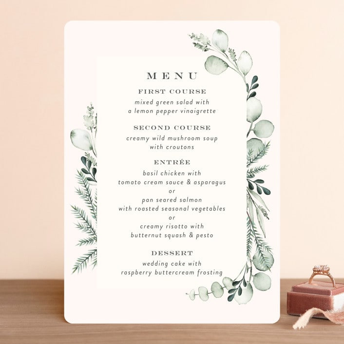 "Gentle Greens" - Menus in Fern by Petra Kern - Front