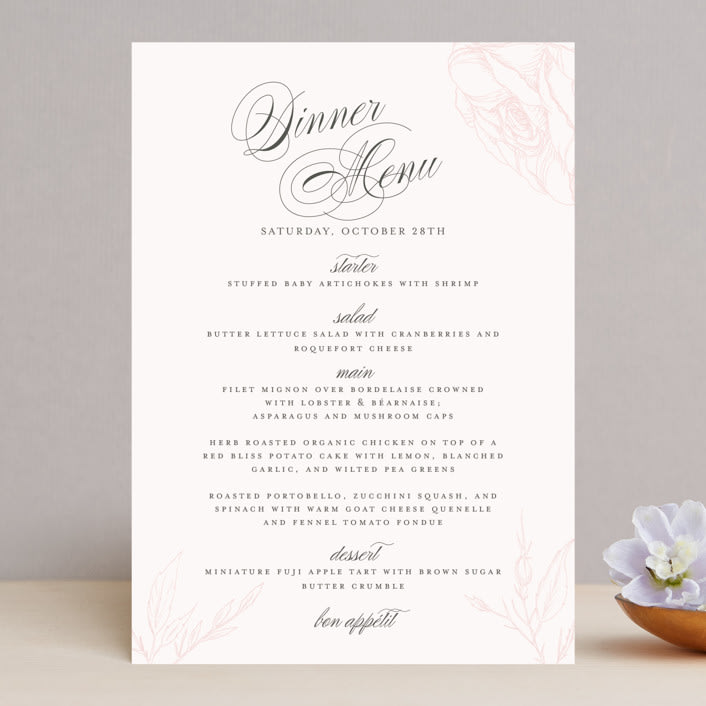 "Flora" - Menus in Blush by Nicoletta Savod - Front