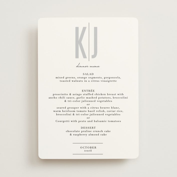 "Monumental" - Menus in Cotton by Jessie Steury - Front
