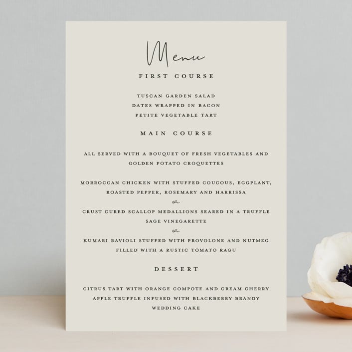 "sweet sweet elegance" - Menus in Dutch Cream by frances mathys - Front