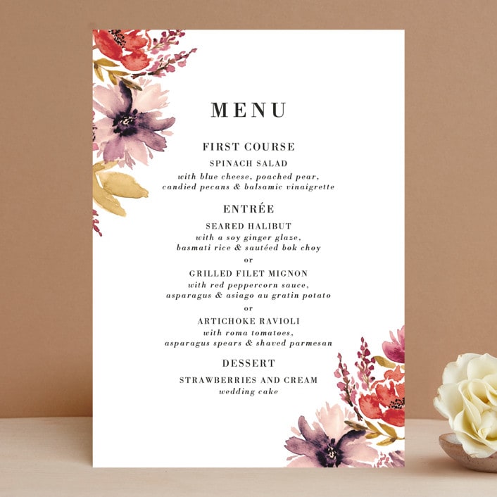 "Autumn Vows" - Menus in Burnt Orange by Chris Griffith - Front