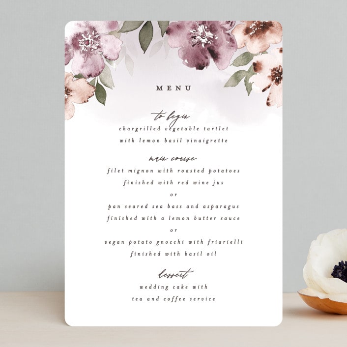 "Fancifully" - Menus in Dust Mauve by Everett Paper Goods - Front